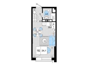 1-к квартира, вторичка, 24м2, 2/9 этаж