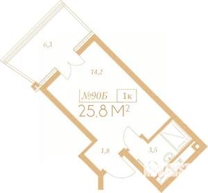 1-к квартира, вторичка, 30м2, 7/9 этаж