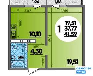 1-к квартира, вторичка, 42м2, 16/18 этаж