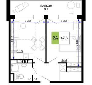 2-к квартира, вторичка, 48м2, 5/9 этаж