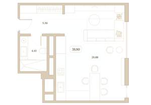 Студия квартира, вторичка, 39м2, 5/7 этаж