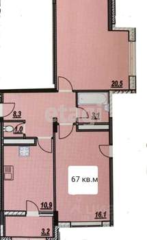 2-к квартира, вторичка, 67м2, 3/10 этаж