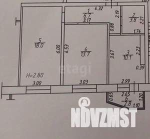 2-к квартира, вторичка, 55м2, 4/5 этаж