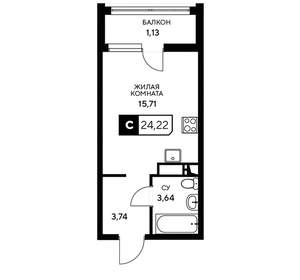 Студия квартира, вторичка, 24м2, 4/20 этаж