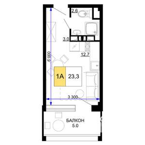 1-к квартира, вторичка, 23м2, 2/9 этаж