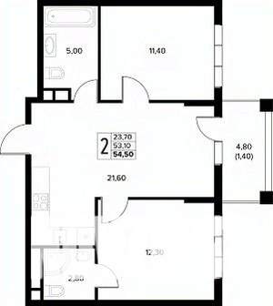 2-к квартира, вторичка, 55м2, 5/8 этаж