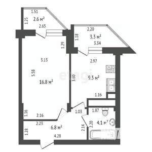 1-к квартира, вторичка, 37м2, 12/13 этаж