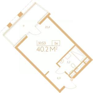 1-к квартира, вторичка, 47м2, 2/9 этаж