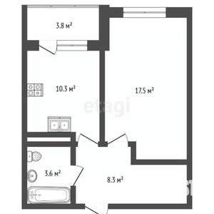1-к квартира, вторичка, 44м2, 9/13 этаж