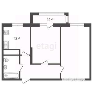 2-к квартира, вторичка, 52м2, 1/12 этаж