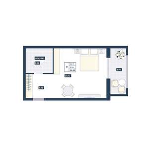 Студия квартира, вторичка, 39м2, 5/9 этаж