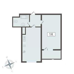 1-к квартира, вторичка, 43м2, 10/16 этаж