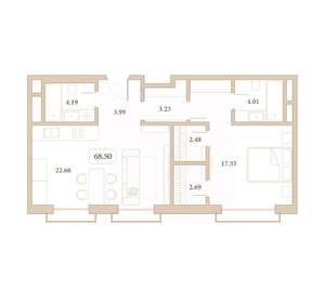 2-к квартира, вторичка, 69м2, 6/7 этаж