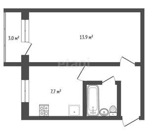 1-к квартира, вторичка, 39м2, 2/3 этаж