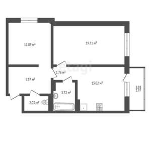 2-к квартира, вторичка, 65м2, 4/16 этаж