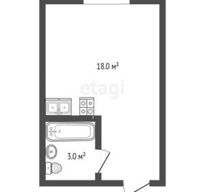 Студия квартира, вторичка, 18м2, 1/17 этаж
