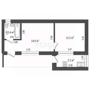 2-к квартира, вторичка, 30м2, 1/3 этаж