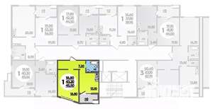 1-к квартира, вторичка, 46м2, 5/16 этаж