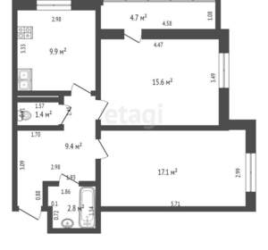 2-к квартира, вторичка, 61м2, 8/17 этаж