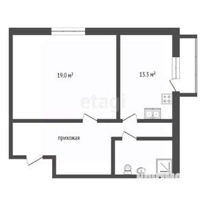 1-к квартира, вторичка, 46м2, 3/3 этаж