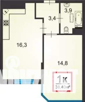 1-к квартира, вторичка, 38м2, 11/15 этаж