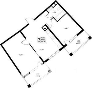 2-к квартира, строящийся дом, 62м2, 5/8 этаж