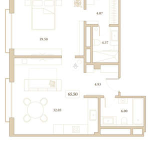 2-к квартира, вторичка, 66м2, 7/7 этаж