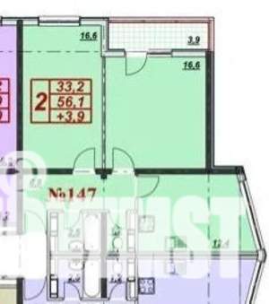 2-к квартира, вторичка, 60м2, 8/17 этаж