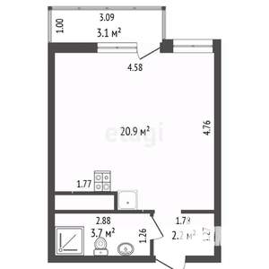 Студия квартира, вторичка, 29м2, 19/20 этаж