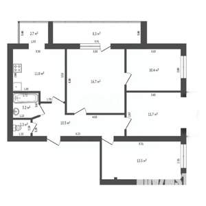 4-к квартира, вторичка, 86м2, 3/9 этаж
