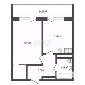 1-к квартира, вторичка, 59м2, 2/7 этаж