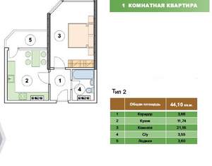 1-к квартира, вторичка, 45м2, 16/20 этаж