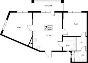 2-к квартира, вторичка, 68м2, 8/8 этаж