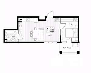 1-к квартира, вторичка, 39м2, 3/8 этаж