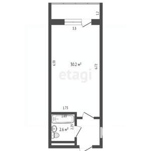 Студия квартира, вторичка, 35м2, 2/19 этаж