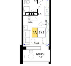 1-к квартира, вторичка, 23м2, 8/9 этаж