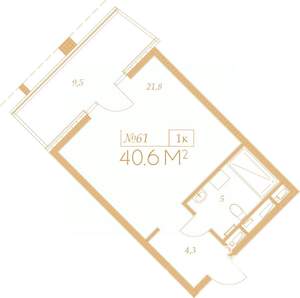 1-к квартира, вторичка, 47м2, 3/9 этаж