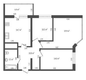 3-к квартира, вторичка, 75м2, 6/23 этаж
