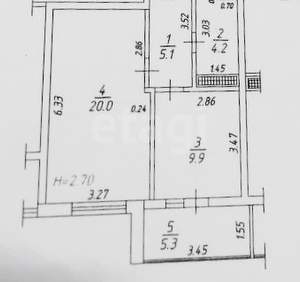 1-к квартира, вторичка, 45м2, 4/9 этаж