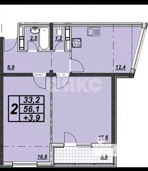 2-к квартира, вторичка, 60м2, 9/17 этаж