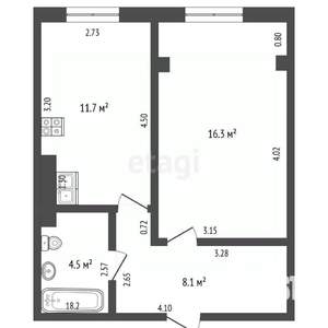 1-к квартира, вторичка, 41м2, 7/9 этаж