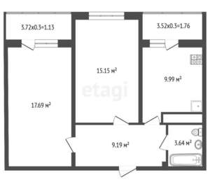 2-к квартира, вторичка, 66м2, 2/19 этаж