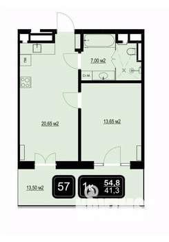 1-к квартира, вторичка, 55м2, 8/9 этаж