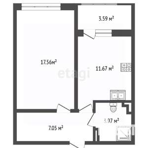 1-к квартира, вторичка, 43м2, 10/14 этаж