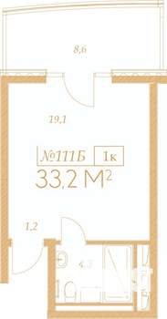 1-к квартира, вторичка, 33м2, 9/9 этаж