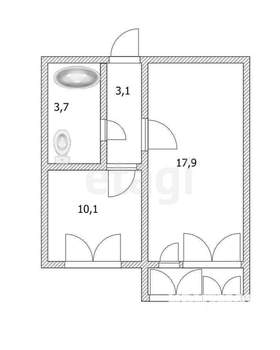 1-к квартира, вторичка, 36м2, 9/16 этаж