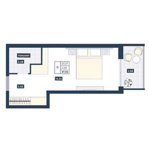 Студия квартира, вторичка, 28м2, 2/9 этаж