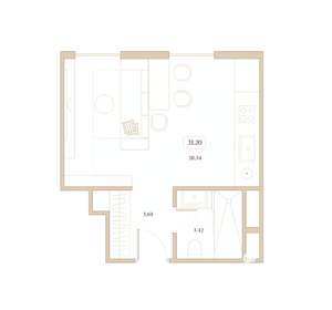Студия квартира, вторичка, 31м2, 3/7 этаж