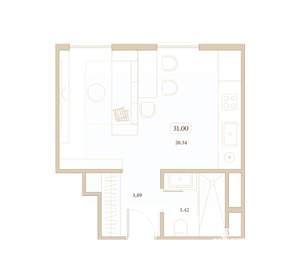 Студия квартира, вторичка, 31м2, 4/7 этаж