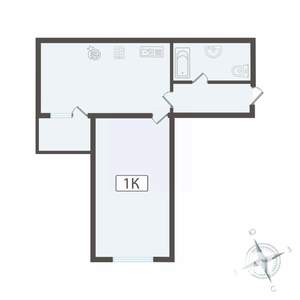 1-к квартира, вторичка, 45м2, 13/16 этаж